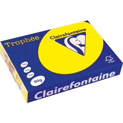 Afbeelding van Clairefontaine Trophée Intens, gekleurd papier, A4, 80 g, 500 vel, fluogeel papier