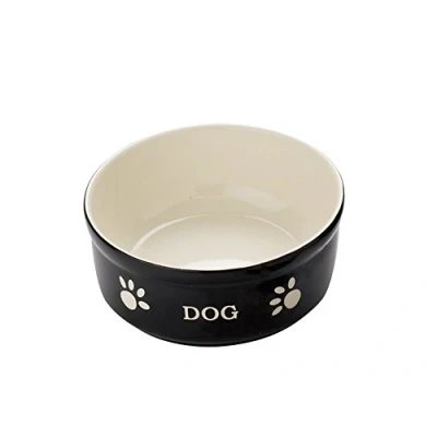 Afbeelding van Nobby Vogelvoederhuisje voor honden, terracotta, motief hond, zwart, diameter 15,5 cm