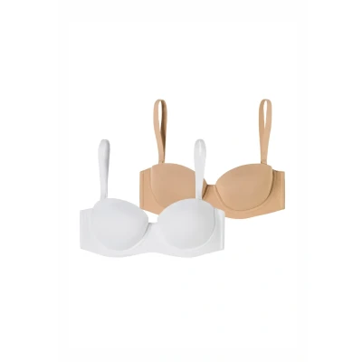 Afbeelding van Schiesser 2PACK Unique Micro Strapless BH, Dames, Maat: 75C, Weiss maple