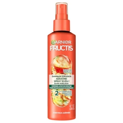 Afbeelding van GARNIER Fructis Spray Stop agressies verzorging verrijkt met amla olie en plantaardige keratine beschadigd haar zonder uitspoelen 150 ml