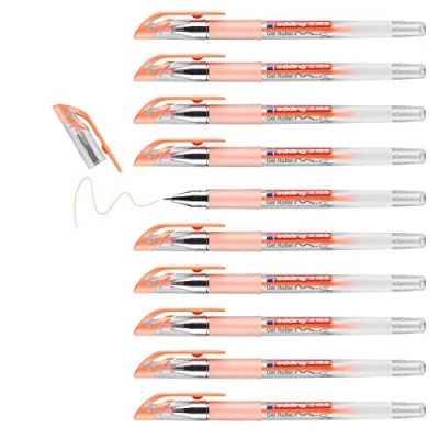 Afbeelding van edding 2185 Gel roller, pasteloranje, 10 pennen, 0,7 mm, gelpen om te schrijven, tekenen, voor mandala&#039;s, bullet journals, gelrollers, rollerbalpen
