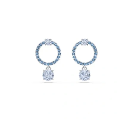 Afbeelding van Swarovski Attract DROP Round CUT Oorbellen, Dames, Maat: One Size, Blue