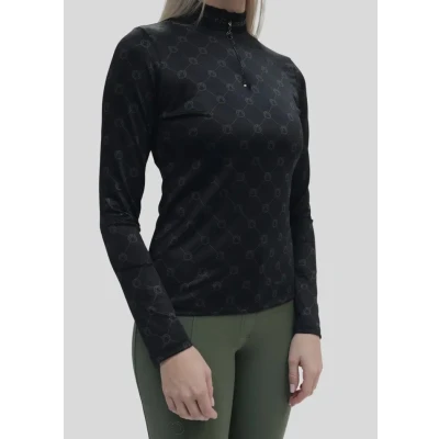 Image de Montar Chemise MoAvina Monogram Caviar Crystal Deco Longues Manches Noir