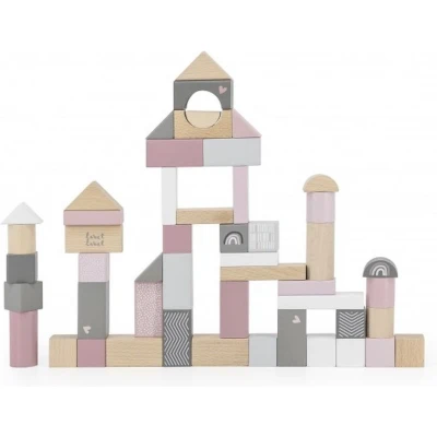 Afbeelding van Label Roze Houten Blokken (50 stuks) speelgoed