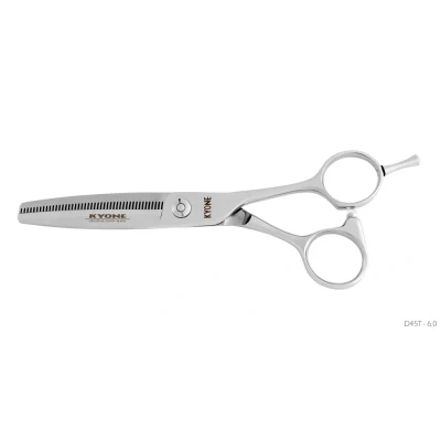 Afbeelding van Kyone D45T coupeschaar 6,0 inch Ergo 45T Zilver 6inch Haibu by Kapperskorting.com