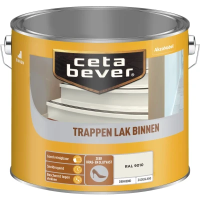 Afbeelding van Ceta Bever Dekkend Trappenlak AC 310 Ral 9010 2,5 liter Blanke lak &amp; Beits