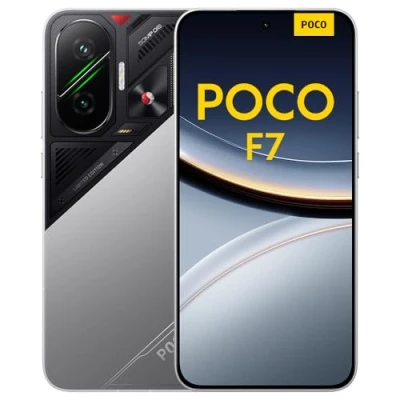 Afbeelding van POCO F7 Smartphone, 12 + 256 GB, zilver, Flagship Snapdragon® 8s Gen 4, 6500 mAh batterij, 50 MP Sony camera met OIS, 6,83 inch 1,5 K 120 Hz AMOLED display (geen stroomadapter inbegrepen)