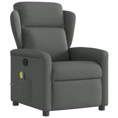 Image de vidaXL Fauteuil de massage inclinable Gris foncé Tissu4015587