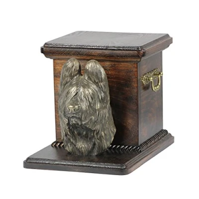 Afbeelding van Elegante urn hond voor Briard met hondenbuste unieke hondenurn
