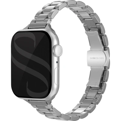Afbeelding van Selencia Slim Steel schakelbandje voor de Apple Watch Series 1 t/m 9 / SE (38/40/41 mm) 10 (42 Zilver