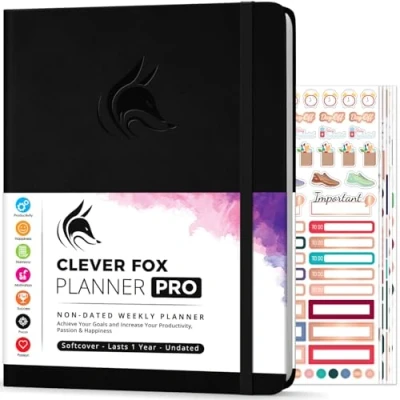 Afbeelding van Clever Fox Planner Pro Week en maandplanner om productief te zijn, tijd beheren je doelen bereiken, 21,5 x 28 cm (zwart)