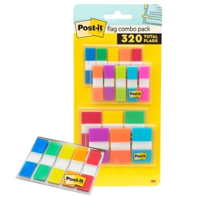 Afbeelding van Post it Vlaggen Combo Pack, 4 On The Go Dispensers/Pakket, 120 .94 &quot;Breed en 200 .47&quot; Brede Vlaggen, Diverse Kleuren (683 XL1)