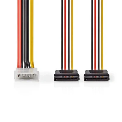 Image de Câble d&#039;alimentation interne Molex Male 2x SATA 15 pin Female 0.15 m NEDIS