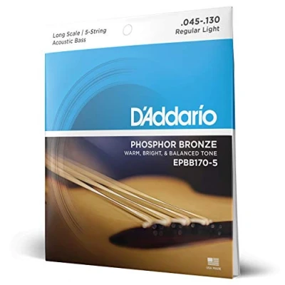 Afbeelding van D&#039;Addario 5er Phosphor Bronze 45 130 Acoustic bas 65 80 100 Snarenset voor 5 string basgitaar