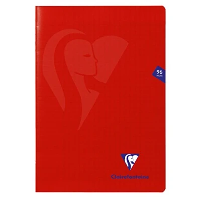 Afbeelding van Clairefontaine 333161C Notitieboek Mimesys, A4, 96 pagina&#039;s, grote ruiten, papier, wit, 90 g, omslag van polypropyleen, 21 x 29,7 cm, rood