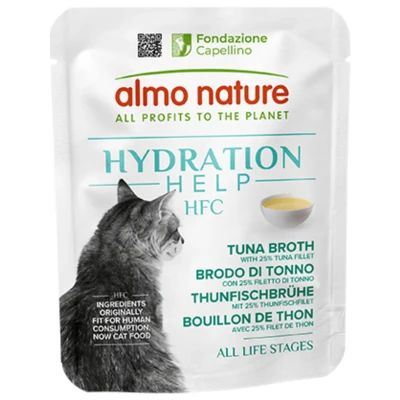 Afbeelding van 6x50g Almo Nature HFC Hydration Help tonijnbouillon met tonijnfilet nat kattenvoer