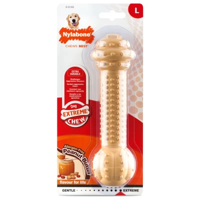 Afbeelding van Nylabone Dura Chew Power Peanut Butter Hondenspeelgoed Pindakaas Bruin Voor Honden Tot 23kg L