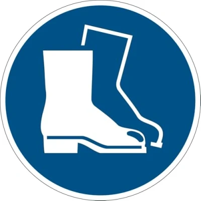 Afbeelding van Durable 173306 Pictogram voor vloermarkering, veiligheidsschoenen, verplicht, zelfklevend en antislip, diameter 43 cm, blauw/wit wordt per stuk verkocht
