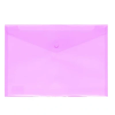 Afbeelding van Grafoplás Kunststof envelop met kliksluiting ecoplas folio formaat zacht roze kleur doorschijnend 33,4 x 23,5 cm perfect voor school , thuis en kantoordocumenten A4