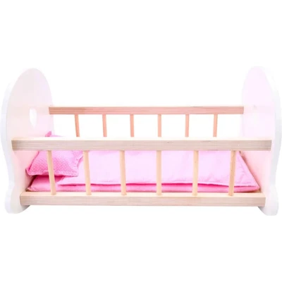 Afbeelding van Poppenbedje Schommelwieg, Roze/Wit