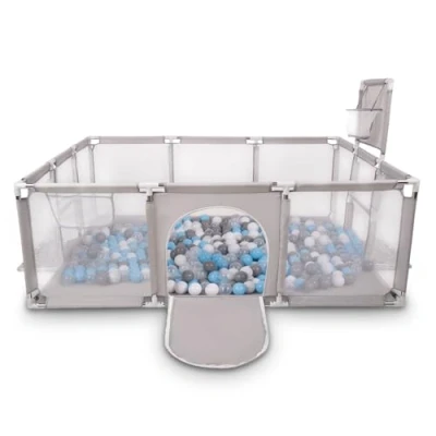 Afbeelding van Selonis box baby grote speeltuin met 200 ballen voor kinderen, grijs: grijs/wit/transparant/babyblauw