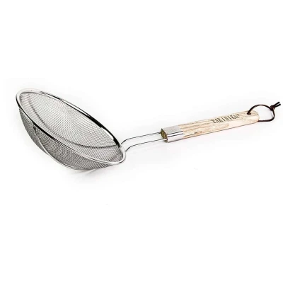 Afbeelding van Yakiniku RVS Zeef Bolzeef BBQ Met Bamboe Handvat 44cm Vergiet Accessoire