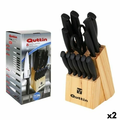 Afbeelding van Set Messen met Houten Basis Quttin 47718 (14 pcs) 14 Onderdelen (2 Stuks)