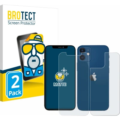 Afbeelding van BROTECT Screenprotector voor Apple iPhone 12 / Pro (Voorkant + Achterkant) Folie Beschermfolie matte (2 Stuks)