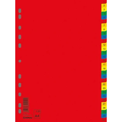 Image de DONAU 7736095PL 99 Lot de 31 intercalaires en plastique écologique PP DIN A4 230 x 297 mm pièces/intercalaires à anneaux / 11 trous/pour l&#039;organisation des dossiers au bureau