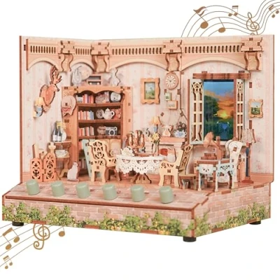 Afbeelding van DIY 3D Houten Puzzel met 6 verschillende geluidseffecten, Miniature House The Postoral Home, Tone Cheer, TQ400, 18x14,5x15,4cm