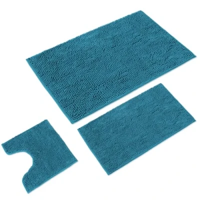 Afbeelding van WohnDirect 3 delige badmat met decolleté antislip en machinewasbaar wc hals PETROL