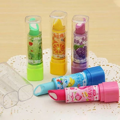 Afbeelding van POWERTOOL 1 x kleurrijke lippenstift gum, draagbare mini cadeau voor school, kantoor, kinderen, studenten