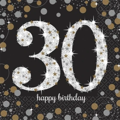 Image de Serviette 30 ans argent étincelant or 16 pièces