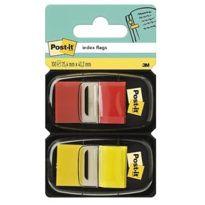 Afbeelding van Post it Index Standaard Duo Pack, 100 Tabs, Rood/geel
