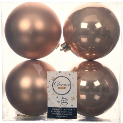 Afbeelding van Kerstbal kunststof d10 cm toffee 4st kerst Decoris