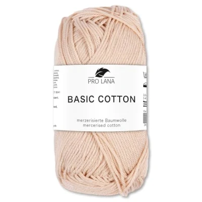 Afbeelding van Frida&#039;s Wollhaus Pro Lana Basic katoenen wol voor breien, haken, 50 g, 105 kleuren (204 huidskleurig)