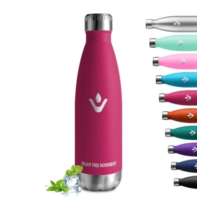 Image de bouteille d&#039;eau 500 ml, en acier inoxydable, thermique, sans BPA, anti fuite, isotherme pour enfants, adulte, camping, gym, école, voyage, activités extérieures