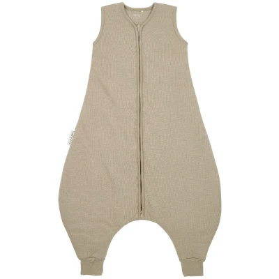Afbeelding van Meyco baby Slub met Team No Sleep applicatie winter slaapoverall jumper taupe/offwhite 92cm