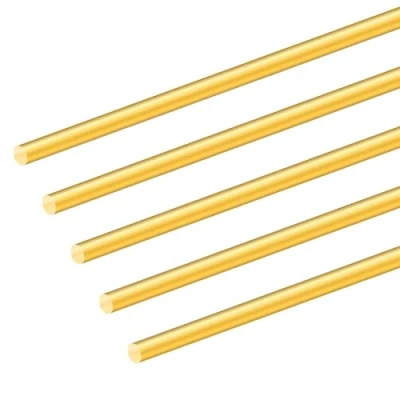 Afbeelding van 5 stuks 6 mm massief messing ronde stang, iMeistek lang, 200 mm, voor stuurgrepen, radiografisch bestuurde modellen, doe het zelf