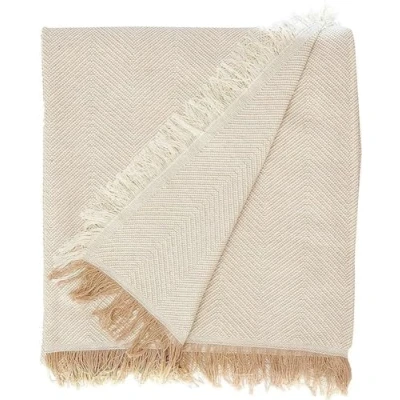 Image de Martina Home Foulard chevrons polyvalents, 80% coton, 20% polyester, Écru/beige, 130 x 180 cm