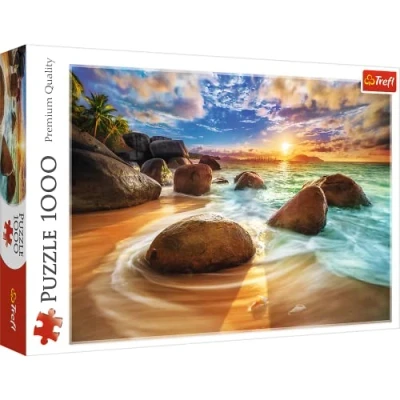 Afbeelding van Trefl Samoudra strand, India 1000 stukjes, uitzicht op het zonsondergang, Azië, zon, DIY puzzel, creatief entertainment, cadeau, plezier, klassieke puzzels