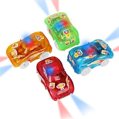 Afbeelding van Cars Magic Race 4 delige set autoaccessoires met 5 knipperende ledlampen en doe het zelf stickers, kinderspeelgoed, cadeaus voor kinderen van 3, 4, 5, 6, 7, 8