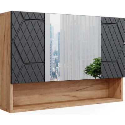 Afbeelding van Vicco Badkamerspiegelkast Irma, Krachtige eik goud/Antraciet, 80.1 x 55 cm