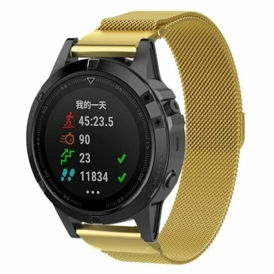 Afbeelding van Milanese bandje Goud Garmin Quatix 8 51mm RVS