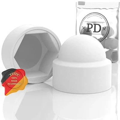 Afbeelding van PD® 25 stuks M10 zeshoekige beschermkappen (sleutelbreedte 17) kunststof duurzame doppen voor moeren en schroefkop wit