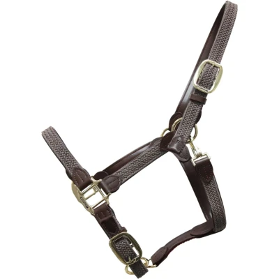Afbeelding van Kentucky Horsewear Gevlochten Nylon Halster COB Grijs Vegan Leder