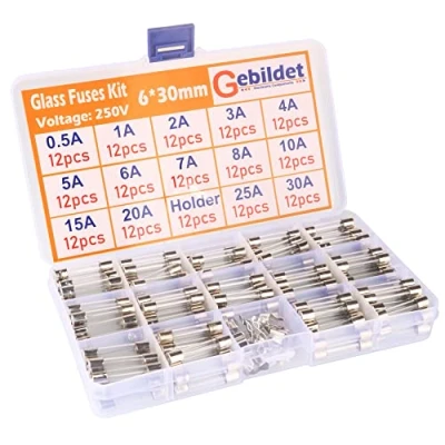 Afbeelding van Gebildet Gesorteerde set met 168 stuks 6 x 30 mm glazen zekeringen snel schot autozekeringen (0,5 A/1 A/2 A/3 A/4 A/5 A/6 A/7 A/8 A/10 A/15 A/20 A/25 A/30 A) 12 zekeringhouders