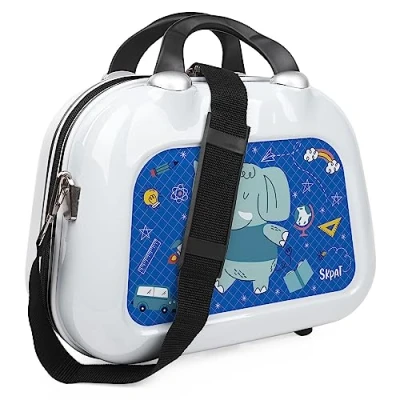 Afbeelding van SKPAT Koffer van handbagagekoffer 55 x 35 25 cm Cabin Luggage, Carry On Suitcase, Suitcase. Combinatie Hangslot 131450, Wit School (Neceser 133645)