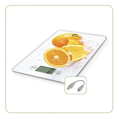 Afbeelding van LITTLE BALANCE 8545 Slim Orange USB R, keukenweegschaal zonder batterij, oplaadbaar, USB, herbruikbaar, 5 kg, oranje
