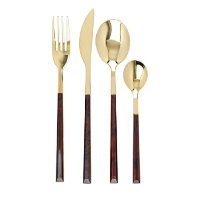 Afbeelding van Bestekset, 16 Delig, 4 Personen, RVS, Goud, Schildpad Patroon Mikasa